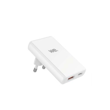 Chargeur secteur WE GaN 1 port USB-C + 1 port USB - 45W max - format L slim - Blanc
