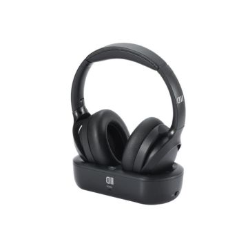 Casque TV sans fil avec base de recharge - réglable et pliable - autonomie 35h - portée 30m - noir 