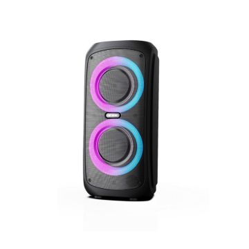 Enceinte High Power WE AUROR avec jeux de lumières, bluetooth, FM, télécommande, 4 haut-parleurs pour un son à 360 degrés, 600W