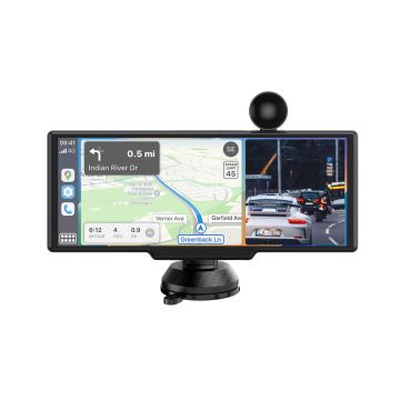 Ecran Carplay & Android auto 10,26'' - Support magn&eacute;tique - Dash cam amovible 2K - Chargeur allume cigare et cable d'alimentation inclus