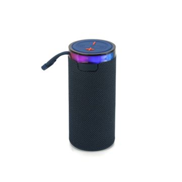 Enceinte bluetooth 72W, lecteur de cartes micro SD, batterie rechargeable 1200mAh, jeu de lumi&egrave;re, dragonne, 80*80*176mm