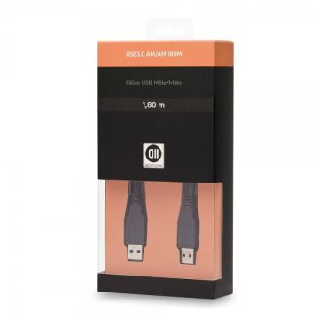 Câble USB2.0 A mâle/mâle 1.80m noir