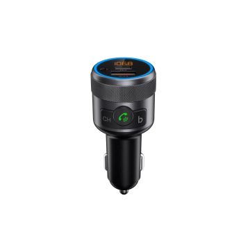 Transmetteur FM Bluetooth V5.1 avec port USB (QC 3.0 18W) et USB-C (PD24W) , finition métallique