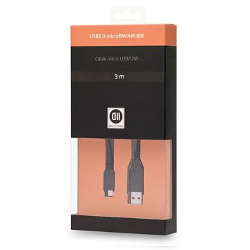 Câble USB 2.0 Amâle/B micro mâle 3m