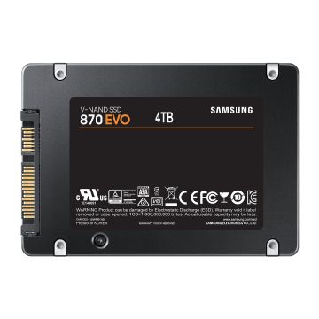 SSD SAMSUNG Serie 870 EVO 2,5 pouce 4TO S-ATA-6.0Gbps Lecture 560 Mo/s Ecriture 530 Mo/s MZ-77E4T0B/EU