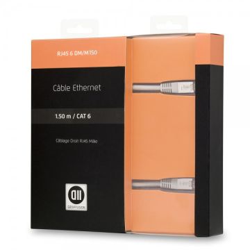 Câble RJ45 mâle/mâle 1.50m droit CAT 6 blindage U/UTP coloris: gris