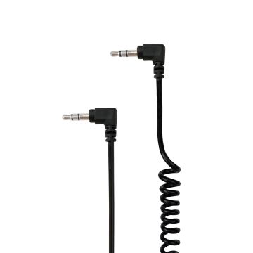 Câble Jack mâle/mâle 3.5mm noir torsadé - coudé des 2 côtés - 2m