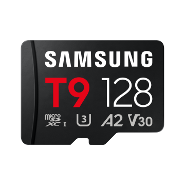 Carte mémoire Samsung 128Go Micro-SD T9 avec lecteur Lecture jusqu'à 200 Mo/s Ecriture jusqu'à 130 Mo/s MB-MH128TB/WW