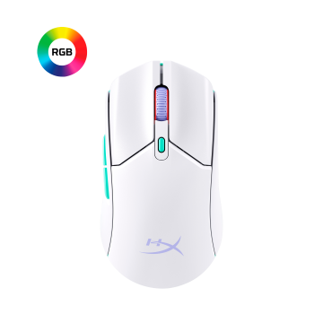 HyperX Pulsefire Haste 2 Core Souris Gaming sans fil - 6 boutons - RGB - multi-plateforme - 2,4 GHz/Bluetooth 5.0/câble USB C vers USB A - 100H - Blanc