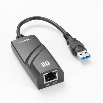 Adapateur USB3.0 mâle/RJ45 femelle noir - compatible 1Gbps Plug&Play