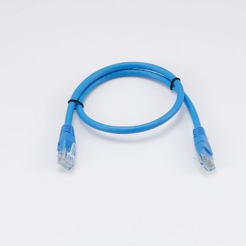 Câble RJ45 Male/Male droit CAT6A U/UTP - Longueur 0.50M - Bleu - en sachet