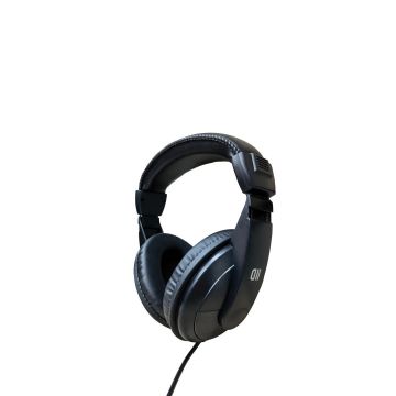 Casque TV filaire réglable - Connecteur jack plaqué or - Adaptateur jack 6,35 plaqué or vissable - Câble 6m - Noir