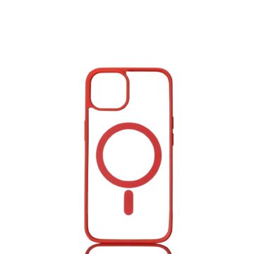 We Coque de protection RUBBER APPLE IPHONE 14 - Dos transparentcontour rouge - Compatible MAGSAFE