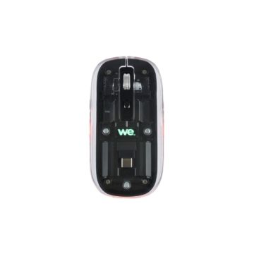 Souris WE sans-fil, double connexion BT et 2.4GHz en USB-C, DPI réglable 800-1200-1600, batterie rechargeable, noir