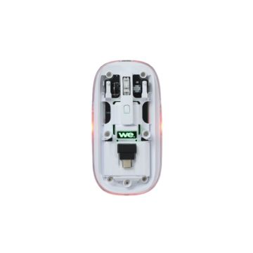 Souris WE sans-fil, double connexion BT et 2.4GHz en USB-C, DPI réglable 800-1200-1600, batterie rechargeable, blanc