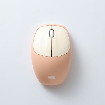 WE POP Pack clavier + souris sans-fil 2.4Ghz récepteur USB + adapteur USB-C, 104 touches, piles incluses, beige