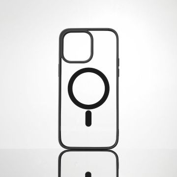 We Coque de protection RUBBER APPLE IPHONE 14 PRO MAX - Dos transparentcontour mat noir - Compatible MAGSAFE