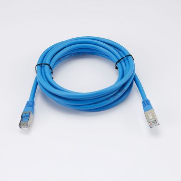 Câble RJ45 Male/Male droit CAT6A F/UTP - Longueur 3M - Bleu - en sachet