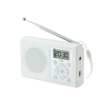 Radio FM à piles (non incluses), blanc