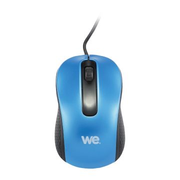 Souris filaire WE 1200DPI , USB, longeur câble 1.5m finition métalliq bleue