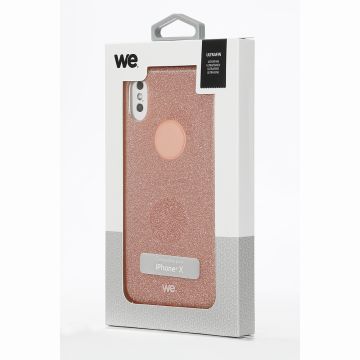 We coque de protection PAILLETTES APPLE IPHONE X Rose