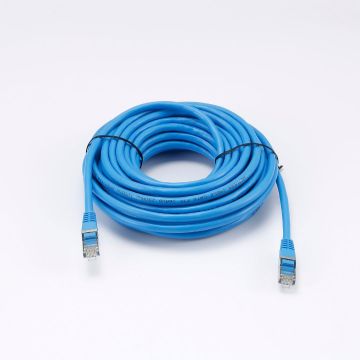 Câble RJ45 Male/Male droit CAT6 F/UTP - Longueur 10M - Bleu - en sachet