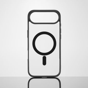 We Coque de protection RUBBER APPLE IPHONE 17 AIR - Dos transparentcontour mat noir - Compatible MAGSAFE