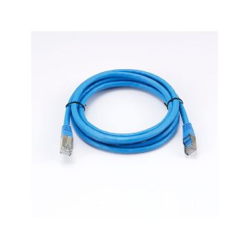 Câble RJ45 Male/Male droit CAT6A S/FTP - Longueur 2M - Bleu - en sachet