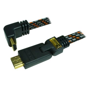 Cable HDMI 1.4 haute définition 2 METRES FULL HD 1080p 3D HDCP - Connecteurs coudés
