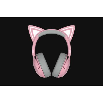 RAZER Kraken V2 Kitty BT Ed. Rose - Casque sans-Fil Bluetooth avec éclairage RGB et Oreilles de Chat, Bluetooth 5.2, 40mm Triforce, Micros à Annulation de Bruit