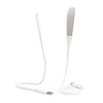 Lampe LED USB, bras flexible, lumière blanche avec intensité réglable en 3 niveaux, blanc