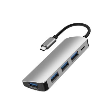 Hub USB C 5 ports 4 ports USB 3.1 gen 2 + 1 port USB C - Ports USB A = transferts jusqu'à 10 Gbps - Port USB-C = charge jusqu'à 100W (Power Delivery 2.0)