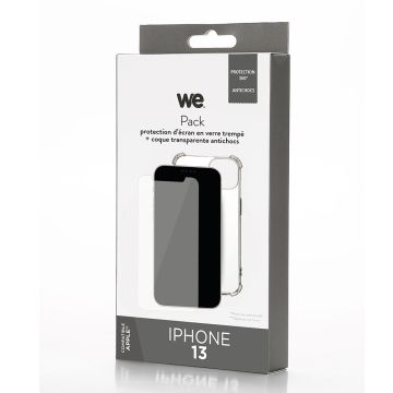 WE PACK verre trempé et coque de protection transparente IPHONE 13