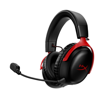 HyperX Casque sans fil Cloud III Mousse mémoire de forme - Toutes consoles, PC, Mobile - DTS, USB-C et A, 3.5mm Noir et rouge - Autonomie 120h 77Z46AA