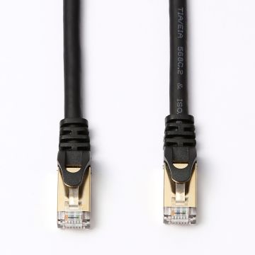 Câble RJ45 droit couleur noir - 5m S/STP Cat 8 avec snagless et connecteurs en or