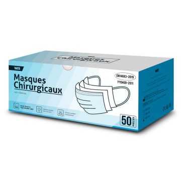 Masques chirurgicaux 3 plis EN14683 Norme CE type II R BOITE 50 Masques Haute filtration