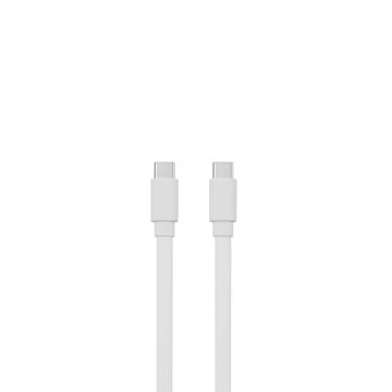 Câble USB-C mâle/USB-C mâle plat 2 m - Charge 60W (3A/20V) - USB 2.0 - blanc - ne s'emmêle pas