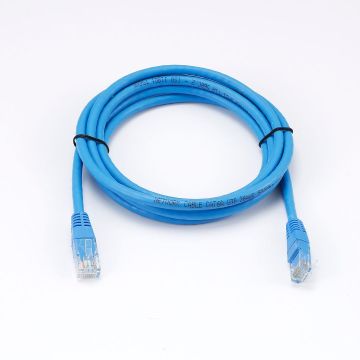 Câble RJ45 Male/Male droit CAT6A U/UTP - Longueur 2M - Bleu - en sachet