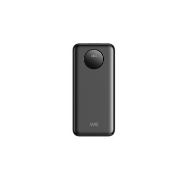 Batterie de secours WE 10000mAh - 2 ports USB-A + 1 port USB-C - Ecran led - 20W max - Noir