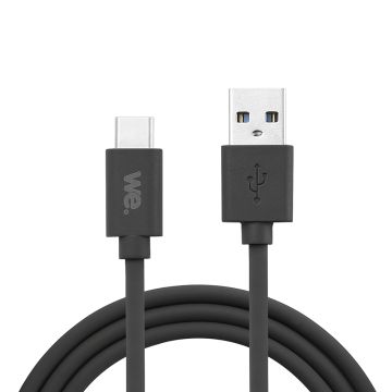Câble USB/USB-C en silicone - USB 2.0 - 1m - noir