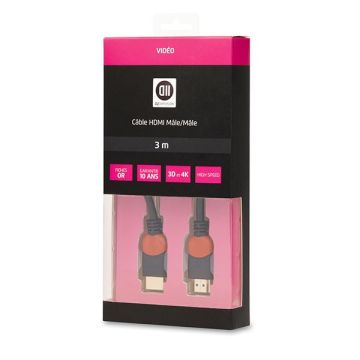 Câble HDMI mâle comp.1,4(3D)noir 3m