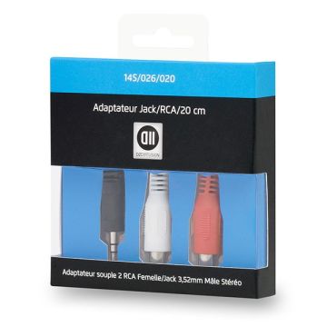 Câble Jack mâle/2 RCA femelle 20 cm