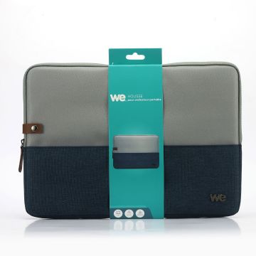 HOUSSE sleeve PC 15.6 '' bicolore BLEU, protection antchoc, attache antivol 40*28*2 cm