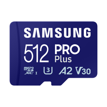 CARTE MEMOIRE SAMSUNG 512G MICRO SD PRO PLUS 2023 avec adaptateur SD 4K classe 10 Lecture 180 Mo/s Ecriture 130 Mo/s MB-MD512SA/EU