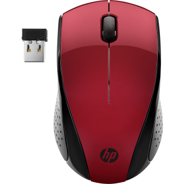 HP 220 Rouge - Souris sans fil Résolution capteur 1300 dpi connexion 2,4 Ghz 3 boutons, autonomie jusqu'à 15 mois en usage quotidien 7KX10AA