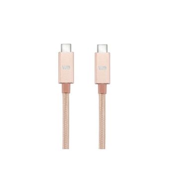 Câble USB-C mâle/USB-C mâle nylon 2 m - USB 3.1 - or rose très resistant - grande longueur