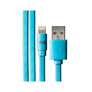 Câble Apple USB/lightning plat: évite de faire des noeuds 1m bleu - en silicone