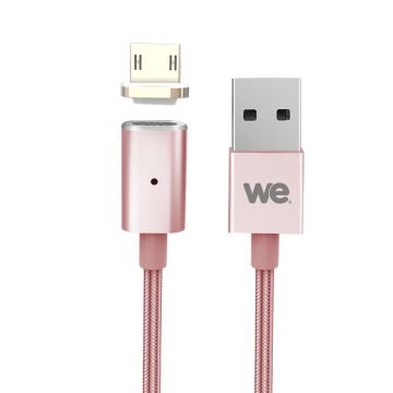 Câble USB/micro USB magnétique or rose - nylon tressé - 1.20m