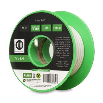 Bobine de câble Coaxial 10 m Blanc