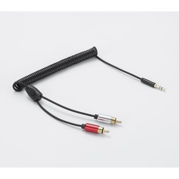 Câble Jack mâle 3.5mm / 2 RCA torsadé 2m - noir
